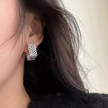 DAIIIBABYYY  -  Hollow Geometric Hoop Earrings For Women Couples Heavy Industry Simple Personality Hip Hop Prevent Allergy Party Jewelry